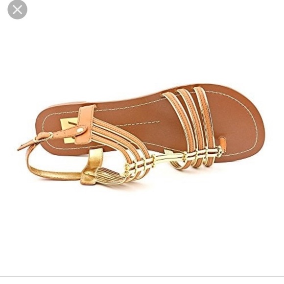 New DOLCE VITA Tan & Gold Gladiator Sandals 8.5 - Picture 3 of 5